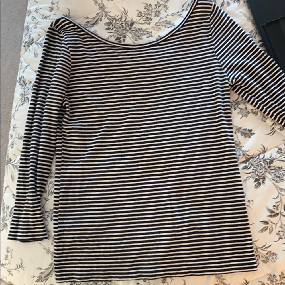 J.Crew 3/4 length sleeve white and black shirt